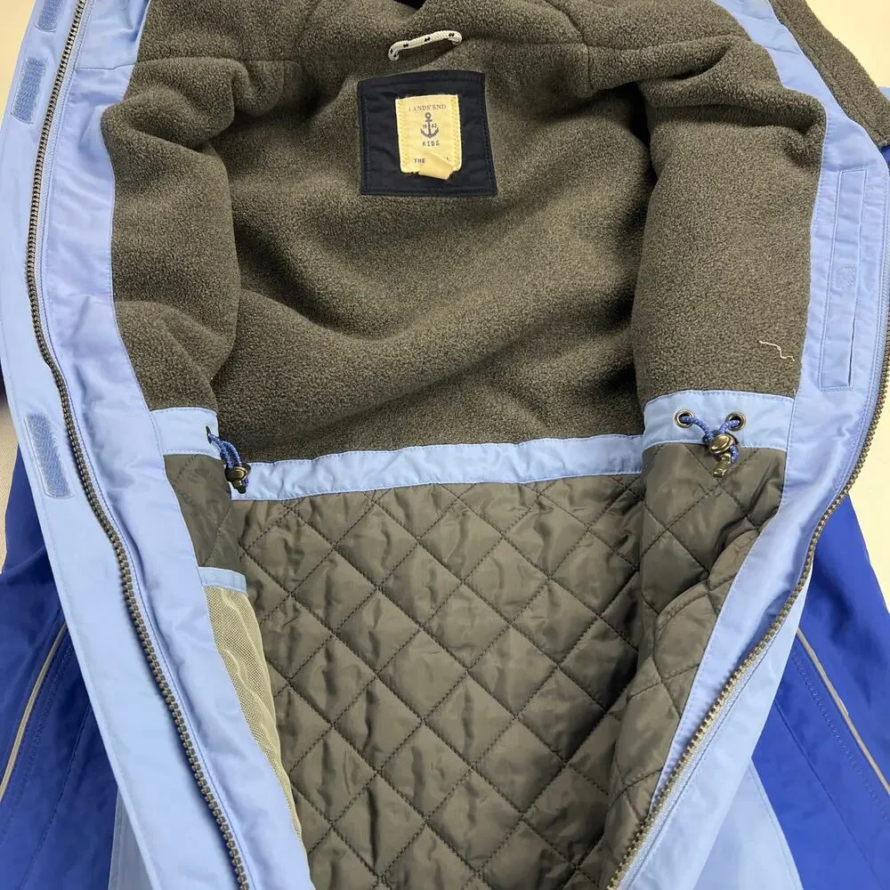 Lands' End Kids The Squall Insulated Winter Coat Grow Along Blue Size Large/14